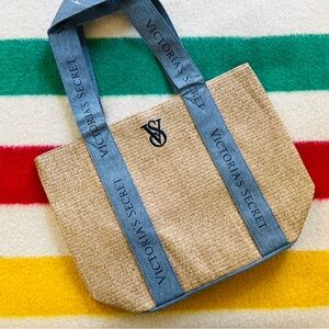 Victoria's Secret Tan and Blue Tote Bag 🏖️